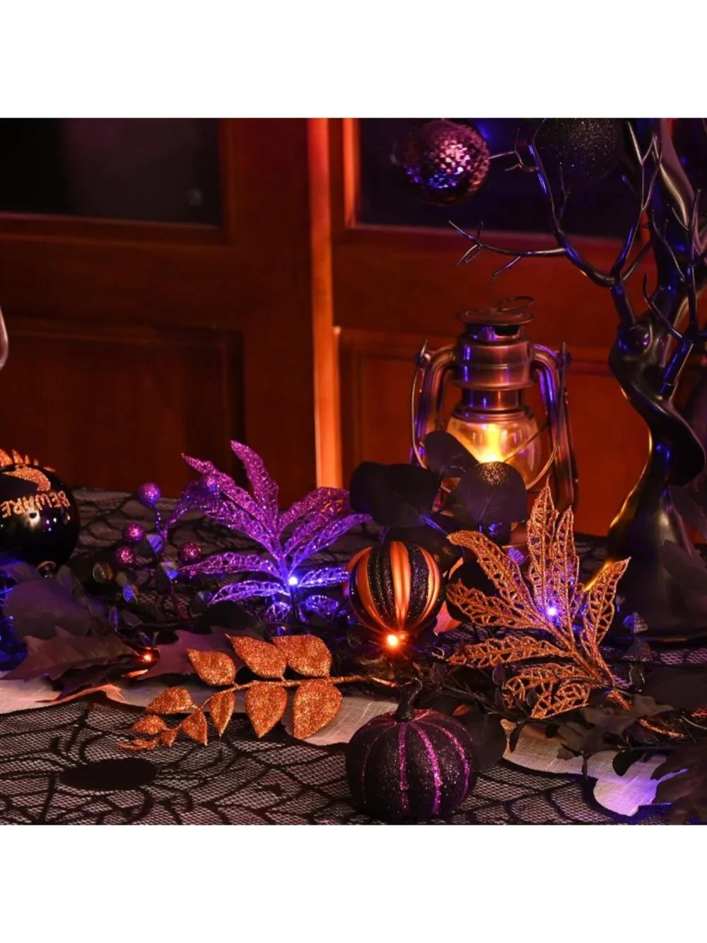 6ft Pre-Lit Halloween Garland with Jack-o'-Lanterns & Ball Decor for Mantel